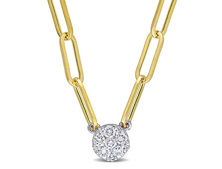 1/4 CT Diamond Necklace with 14K Chain 2 tone white and yellow gold