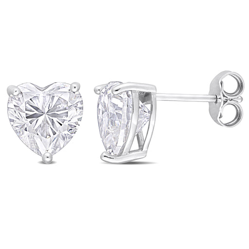 4 CT DEW Created Moissanite Heart Fashion Post Earrings Silver