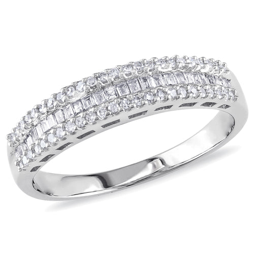 10K White Gold Baguette Cut Eternity Diamond Ring