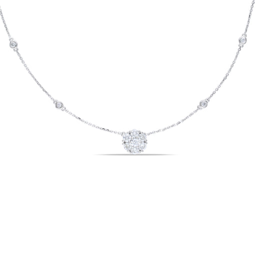 1 1/10 CT Diamond TW Necklace With Chain 14k White Gold GH SI Length (inches): 16