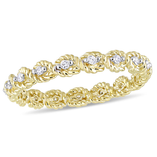 10K Yellow Gold Marquise Shape Cluster Stackable Infinity Ring