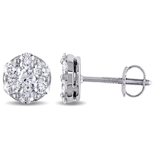 Round-Cut White Diamond Stud Earrings