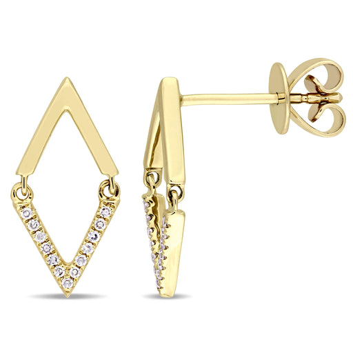 Geometric Diamond Gold Dangle Earrings