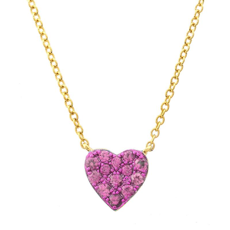 1/2ct Diamond & Pink Sapphire Heart Pendant 14K Rose Gold