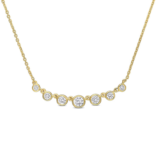 Bezel Diamond Graduated Bar Necklace
