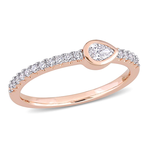 Pear Shape 14K Rose Gold Diamond Ring