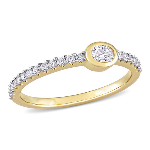 Oval and Round Eternity 14K Yellow Gold Diamond Ring