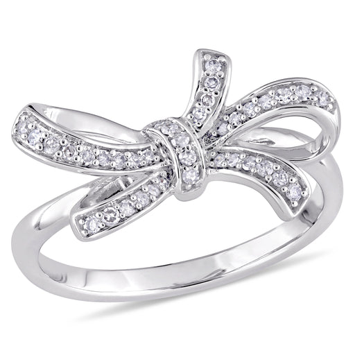 Diamond Bow Shaped 10K White Gold Ring