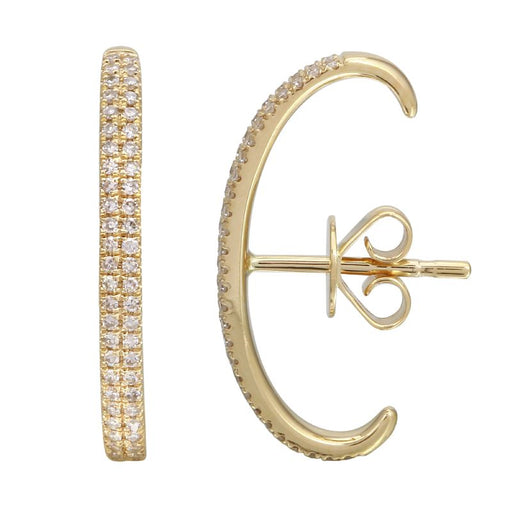 14k Gold 2 row Suspender Diamond Stud Earring - SOLD AS A SINGLE