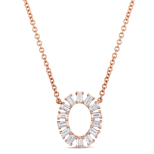 Oval Station Baguette Diamond Necklace