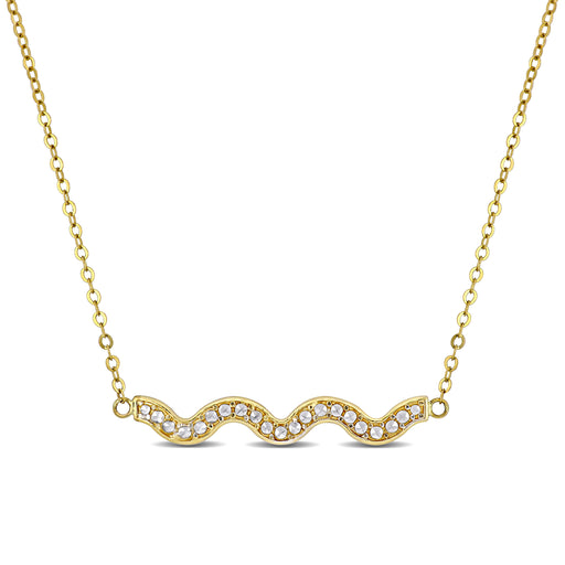 10K Yellow Gold Wavy Bar Chain Necklace