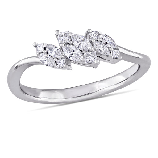 Three Leaf Shaped Design Laden With Marquise And Princess Cut Diamonds