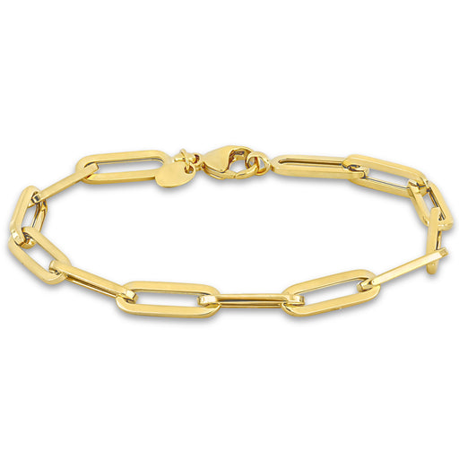 14K YELLOW GOLD 5.5MM PAPERCLIP LINK BRACELET W/ LOBSTER CLASP