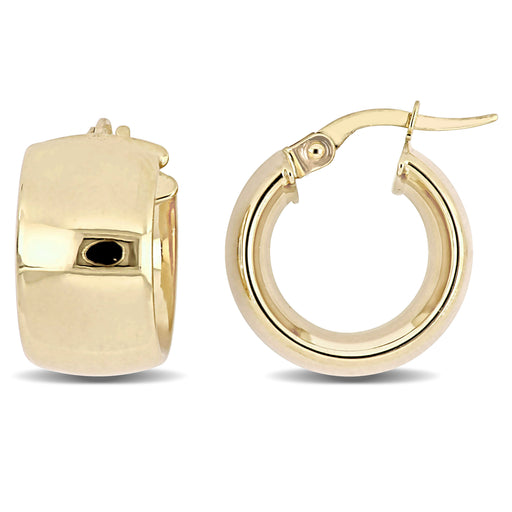 10K Yellow Gold Thick Hoop Earrings