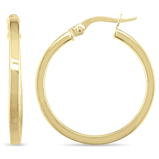 10KY 24mm Square Band Hoop Earrings (1.95mm Thick)