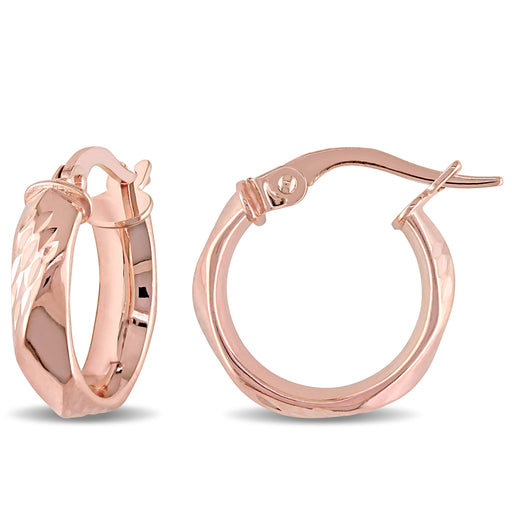 10K Pink Gold Twist Hoop Earrings