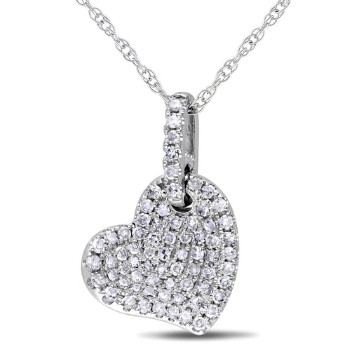 14K Gold Tilted Black Diamond Halo Gold Heart Necklace