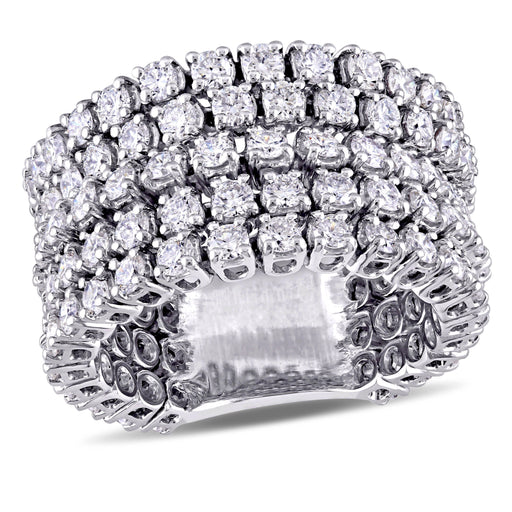 Stacked Diamond Multi-Row 18K White Gold Ring