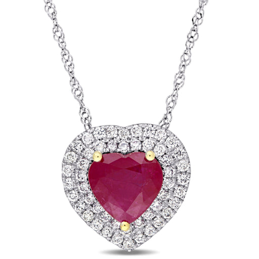 Ruby Halo Heart Necklace