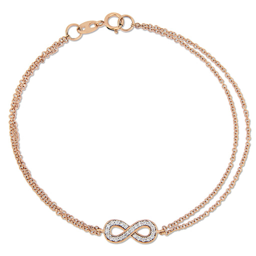1/8 CT Diamond TW Bracelet With Chain 14k Pink Gold GH SI Length (inches): 7