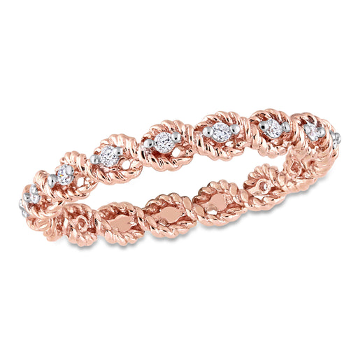 10K Rose Gold Braided Design Diamond Ring