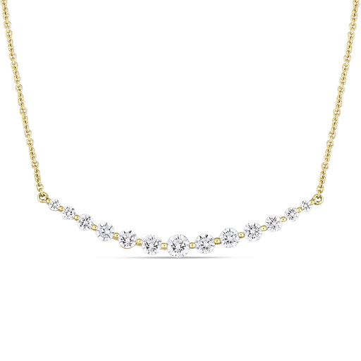 Graduated Diamond Curve bar Necklace 1 CT