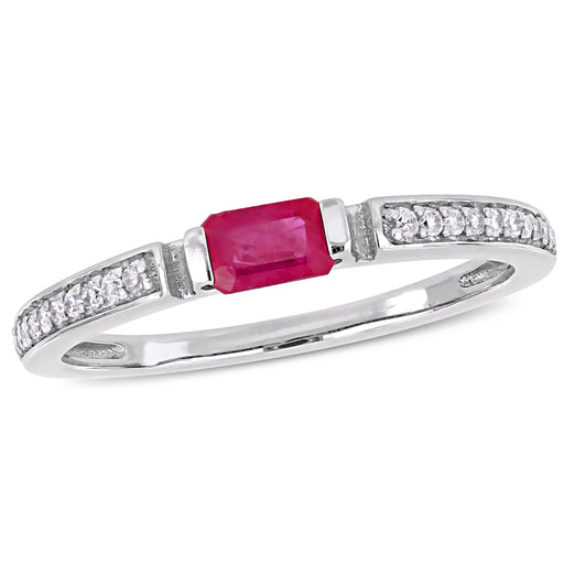 Ruby And Diamond Semi-Eternity Ring