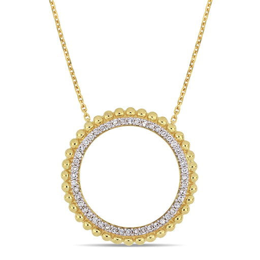 Double Open Circle Diamond and Gold Pendant