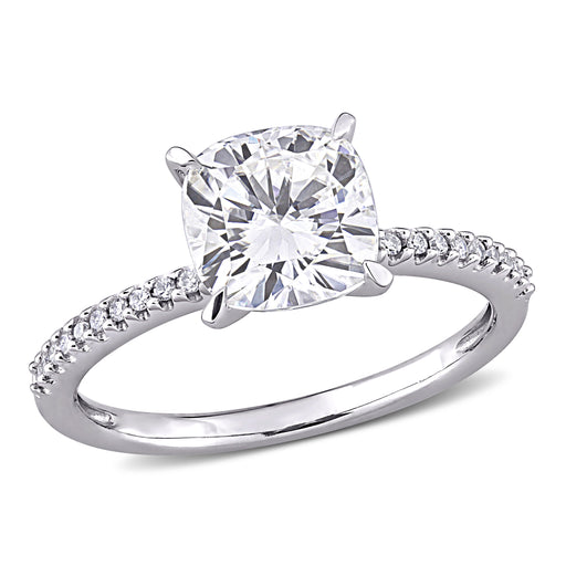 14K White Gold Moissanite and Diamond Set Engagement Ring