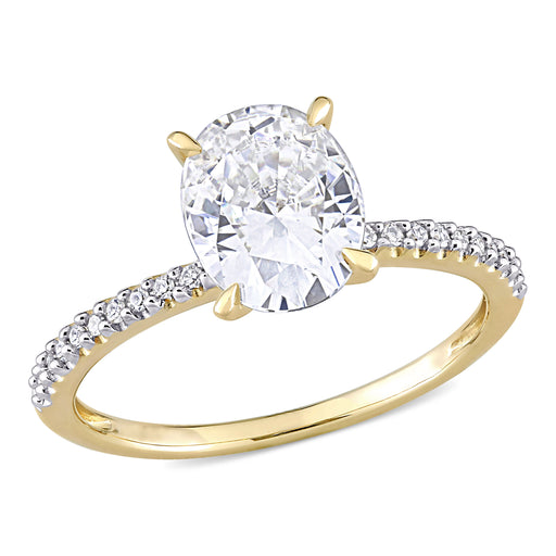 1/10 CT Diamond TW And 2 CT TGW Created Moissanite-White Fashion Ring 14k Yellow Gold GH I1;I2