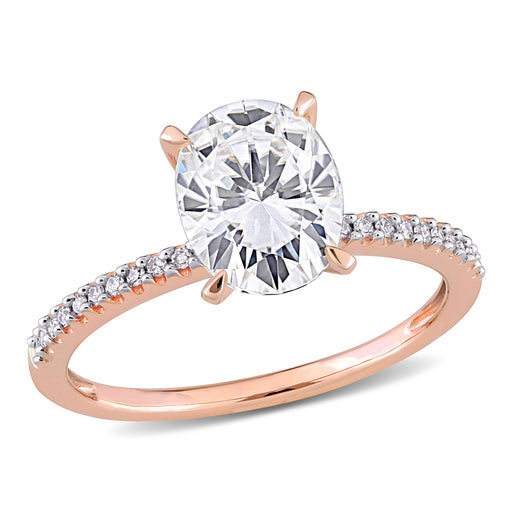 14K Rose Gold Round Moissanite Diamond Prong Set Engagement Ring