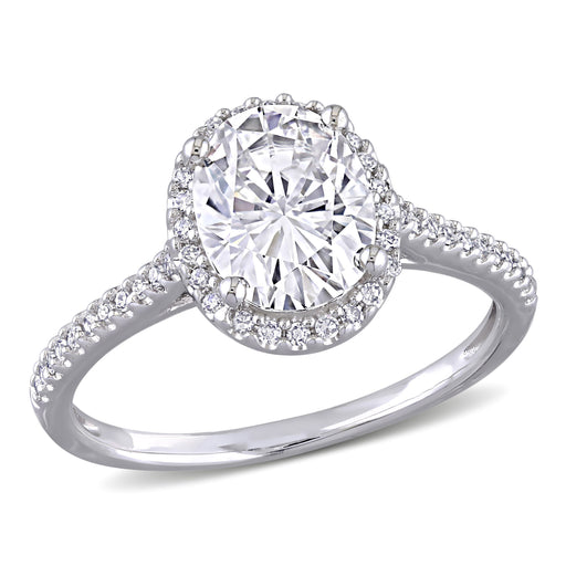 1/4 CT Diamond TW And 2 CT DEW Created Moissanite-White Fashion Ring 14k White Gold GH I1;I2
