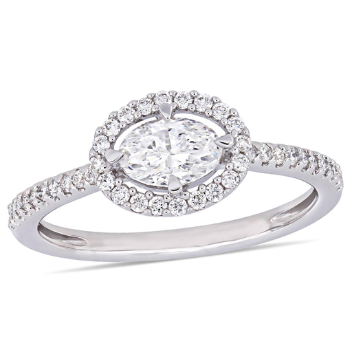 3/4 CT Oval and Round Diamonds TW Engagement Ring 14k White Gold GH I1