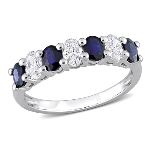 0.54 CT Oval Diamond TW And 4/5 CT TGW Sapphire Fashion Ring 14k White Gold GH I1