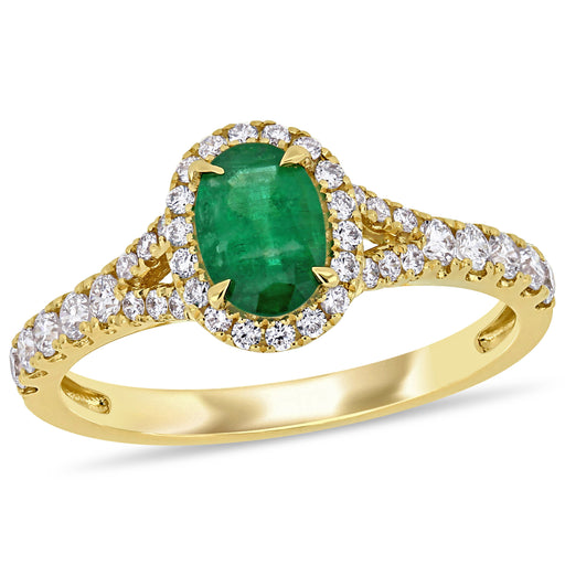 Emerald with Diamond Halo Engagement Ring
