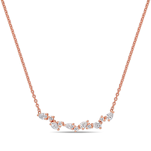 Round and Pear Diamonds Bar Necklace