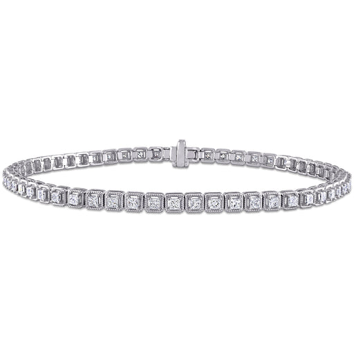 1 5/8 CT Princess Diamond TW Bracelet 14k Gold White GH SI Length (inches): 7