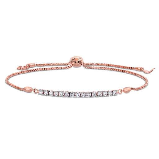 1/3 CT Diamond TW Bracelet 14k Gold Pink GH I1 Length (inches): 9 Adjustable
