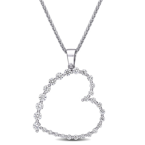 Open Heart Necklace In 18-Karat White Gold