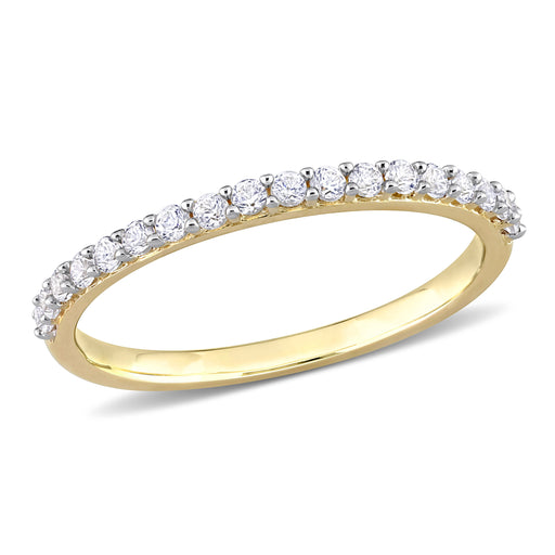 10K Yellow Gold White Sapphire Set Semi Eternity Ring