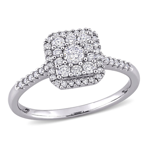 1/2 CT Diamond Square Halo Engagement Ring