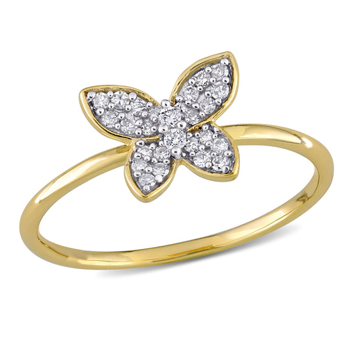 Diamond butterfly Ring 10k Yellow Gold GH I2;I3