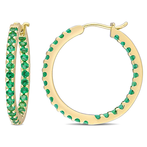 Created Emerald Hoop Earrings