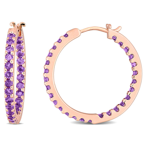 Amethyst Hoop Earrings 10k Pink Gold