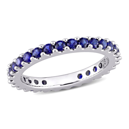 Eternity Ring 10K White Gold Blue Sapphire