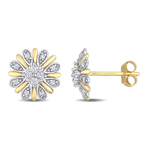 Two-Tone Diamond Floral Stud Earrings
