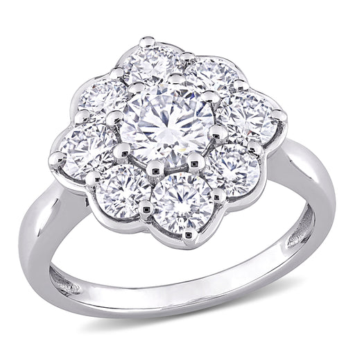 10k White Gold Halo Floral Moissanite Ring