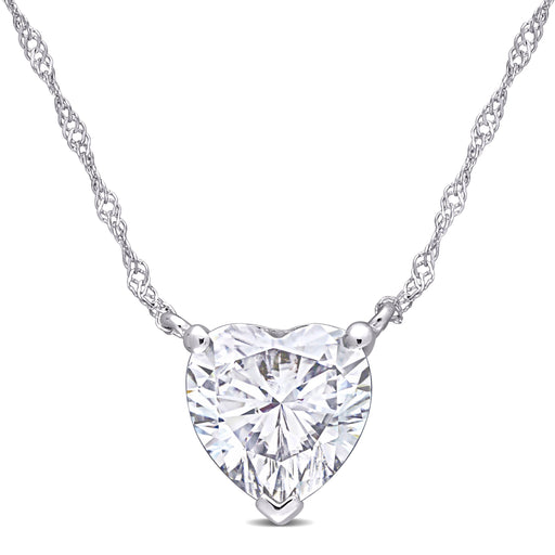 Heart Shaped 10K White Gold Moissanite Chain Necklace
