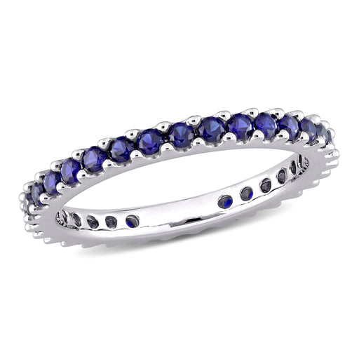 Eternity Ring 10K White Gold Blue Sapphire