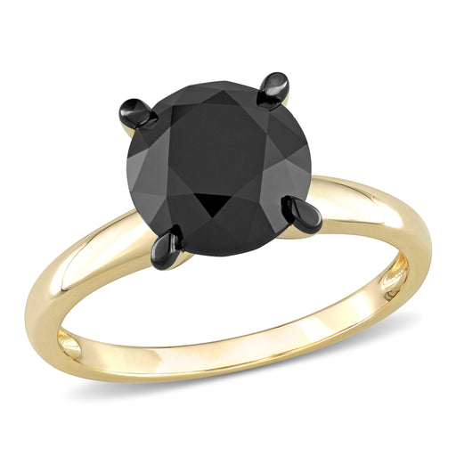 3 CT Black Diamond TW Fashion Ring 14k Yellow Gold Black Rhodium Plated